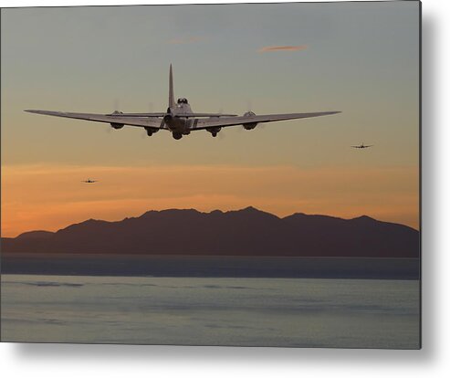 Aircraft Metal Print featuring the digital art B17 Landfall by Pat Speirs