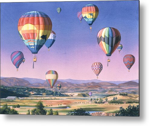 Balloons Metal Print featuring the painting Balloons over San Dieguito by Mary Helmreich