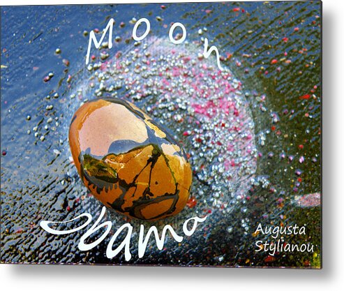 Augusta Stylianou Metal Print featuring the painting Barack Obama Moon by Augusta Stylianou