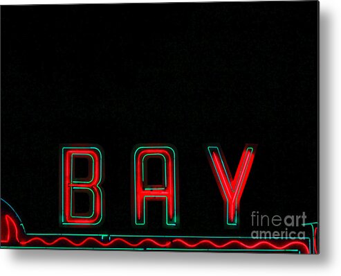 Theatre Metal Print featuring the photograph Bay in Neon by Kris Hiemstra