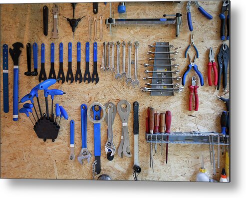 Expertise Metal Print featuring the photograph Bike Tools by Kathrin Ziegler