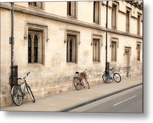 England Metal Print featuring the photograph Bikes on an Oxford Street by Rob Huntley