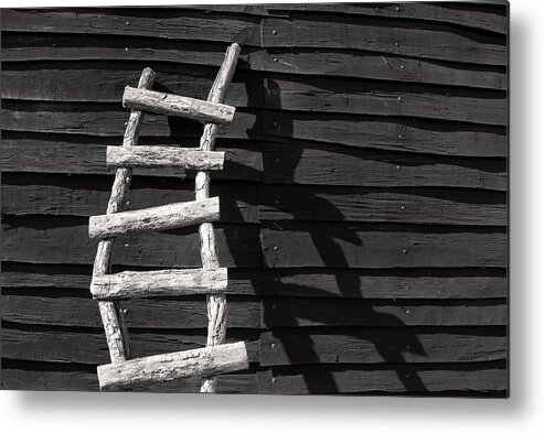 Ladder Metal Print featuring the photograph Black and White Ladder by Don Johnson