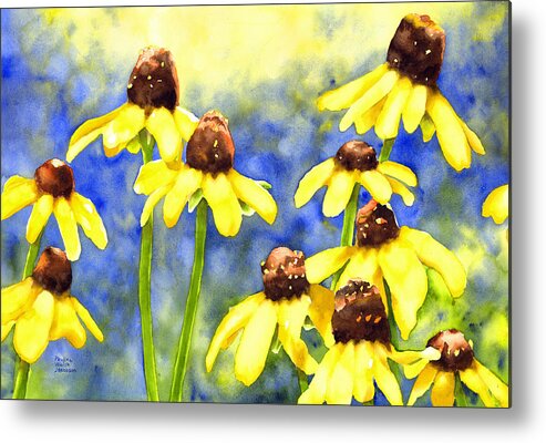 Blackeyed Susans Metal Print featuring the painting Blackeyed Beauties by Pauline Walsh Jacobson
