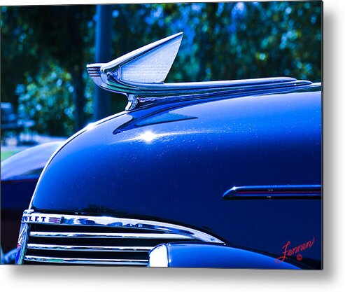 Hot Day Metal Print featuring the photograph Blue 1939 Chevy by Charles Fennen