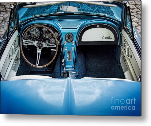 Sting Ray Metal Print featuring the photograph Blue 66 Sting Ray Interior by Ken Johnson
