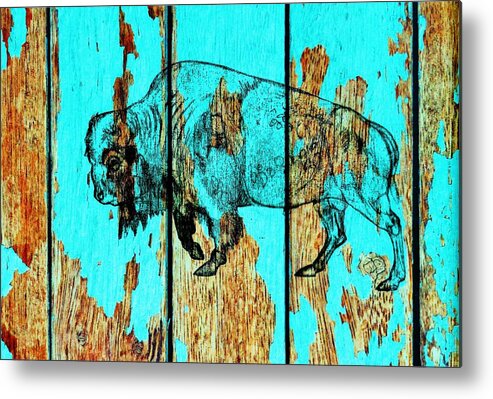 Buffalo Metal Print featuring the drawing Blue Buffalo 3 by Larry Campbell