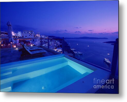 Santorini Metal Print featuring the photograph Blue hour by Aiolos Greek Collections