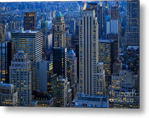 New York City Metal Print featuring the photograph Blue Hour in New York City USA by Sabine Jacobs