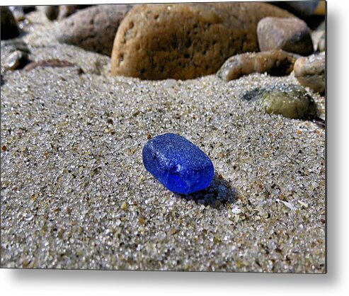 Sea Glass Metal Print featuring the photograph Blue piece by Janice Drew