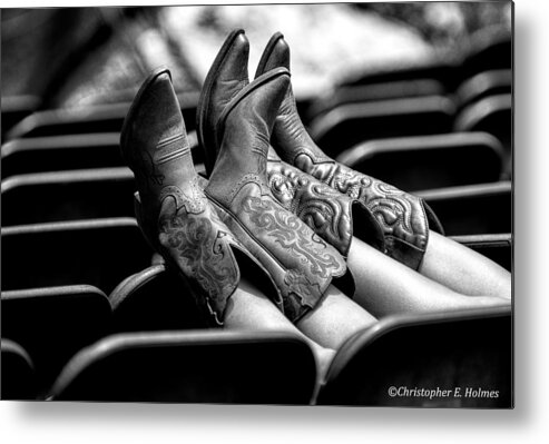 Christopher Holmes Photography Metal Print featuring the photograph Boots Up - BW by Christopher Holmes