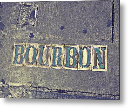 Street Sign Metal Print featuring the photograph Bourbon Street Tiles by Jeanne May