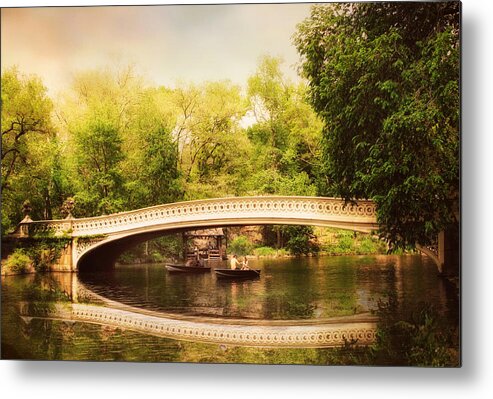 Bow Bridge Metal Print featuring the photograph Bow Bridge Rowers by Jessica Jenney