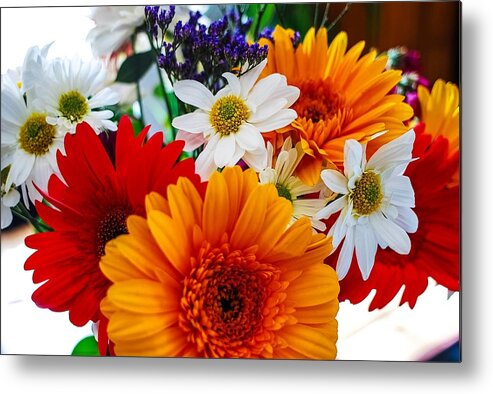 Mixed Flowers Metal Print featuring the photograph Bright by Angela J Wright