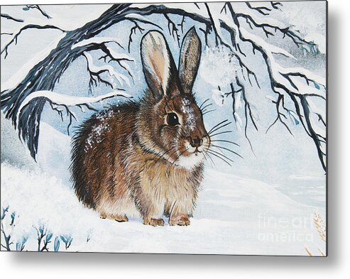 Bunny Metal Print featuring the painting Brrrr Bunny by Jennifer Lake