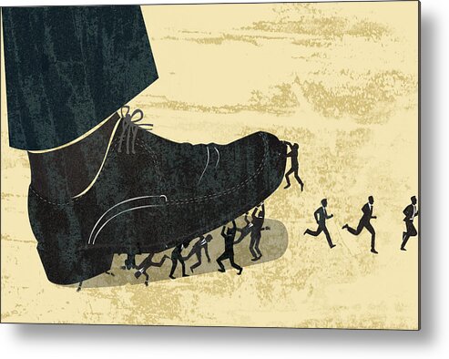 Toughness Metal Print featuring the drawing Business people getting stepped on by Fanatic Studio
