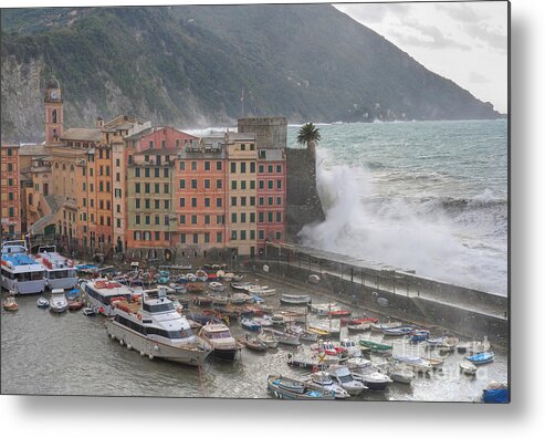 Agitated Metal Print featuring the photograph Camogli under a storm by Antonio Scarpi
