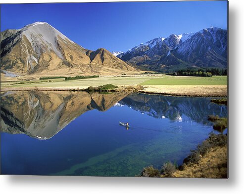 00260217 Metal Print featuring the photograph Canoeing On Lake Grassmere by Pat Barrett