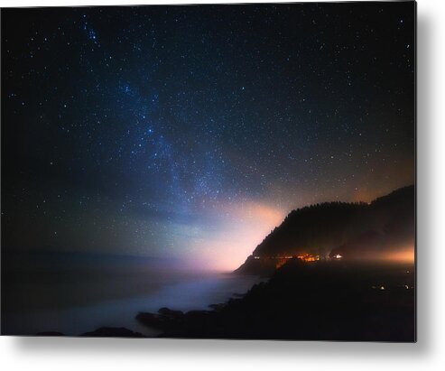 Night Metal Print featuring the photograph Cape Perpetua Celestial Skies by Darren White