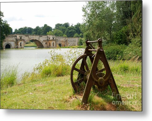 Cast Iron Mangle Blenheim Bridge Oxfordshire England Metal Print featuring the photograph Cast into the Future by Richard Gibb