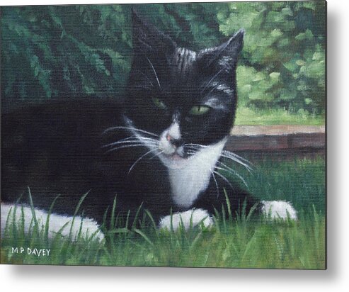 Cat Metal Print featuring the painting cat by Martin Davey