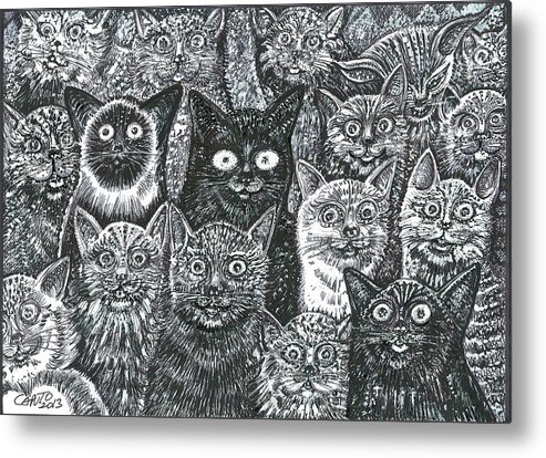 Cats Metal Print featuring the mixed media Cats Eyes by Giovanni Caputo