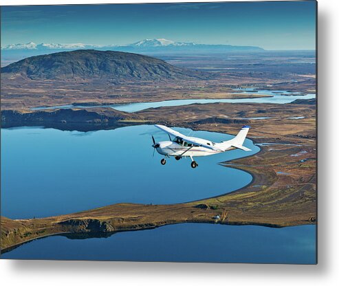 Photography Metal Print featuring the photograph Cessna Flying Over South Coast Iceland by Panoramic Images