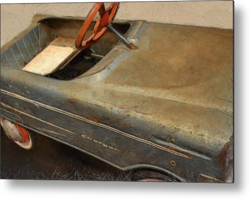 Steering Wheel Metal Print featuring the photograph Charger Pedal Car by Michelle Calkins