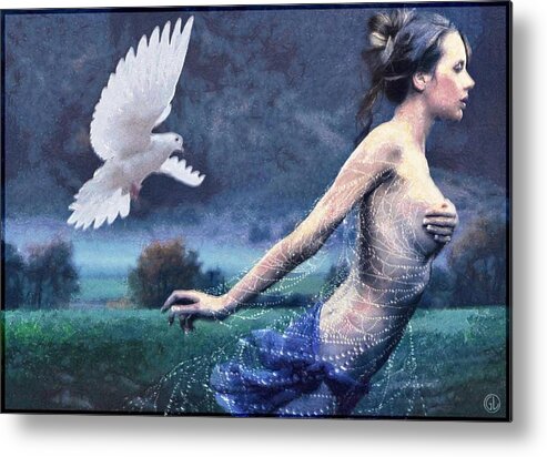 Woman Metal Print featuring the digital art Chased by purity by Gun Legler