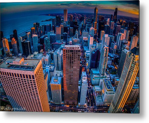 Chicago Metal Print featuring the photograph Chicago Sunset Glow by Raf Winterpacht