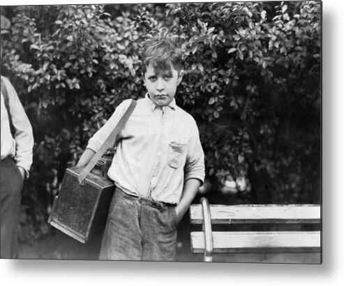 1924 Metal Print featuring the photograph Child Labor Bootblack, 1924 by Granger