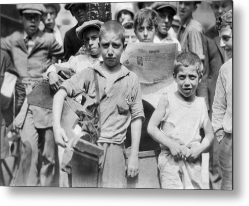 1924 Metal Print featuring the photograph Child Labor Bootblacks by Granger