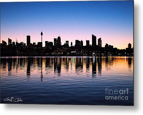 Sunset Metal Print featuring the photograph City Silhouette - Pink Sunrise. by Geoff Childs