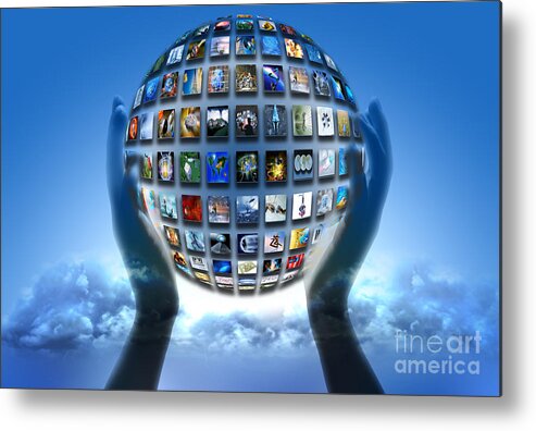 Hands Metal Print featuring the photograph Cloud Computing by Mike Agliolo