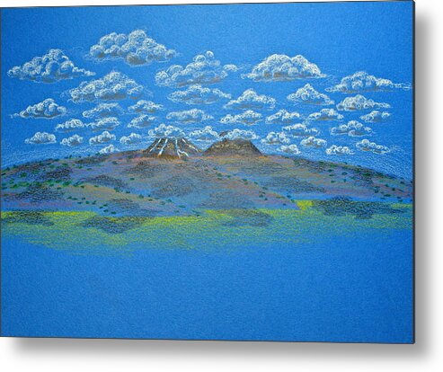 Drawing Metal Print featuring the drawing Clouds Over Lassen by Michele Myers