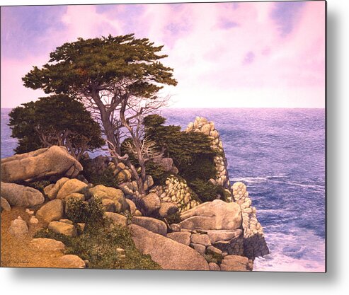 Seascape Metal Print featuring the painting Coast At Lobos by Tom Wooldridge