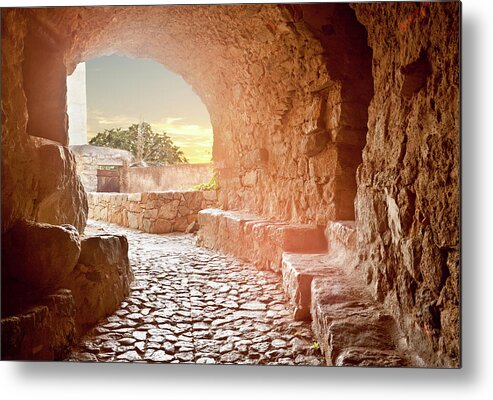 Arch Metal Print featuring the photograph Cobblestone Passage With Vault In by Rinocdz