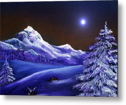 Moon Metal Print featuring the painting Cold Night by Anastasiya Malakhova