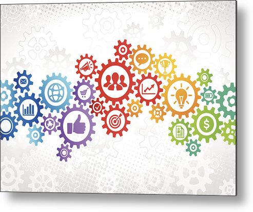 New Business Metal Print featuring the drawing Colorful Gears Business Concept by Gobyg
