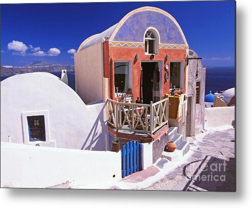 Santorini Metal Print featuring the photograph Colorful shops in Oia by Aiolos Greek Collections
