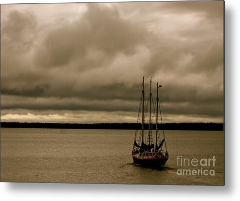 Sailboat Metal Print featuring the photograph Coming In From The Storm by Kate Purdy