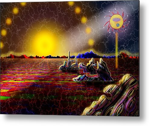 Imaginative Metal Print featuring the digital art Cosmic Signpost by Melinda Fawver