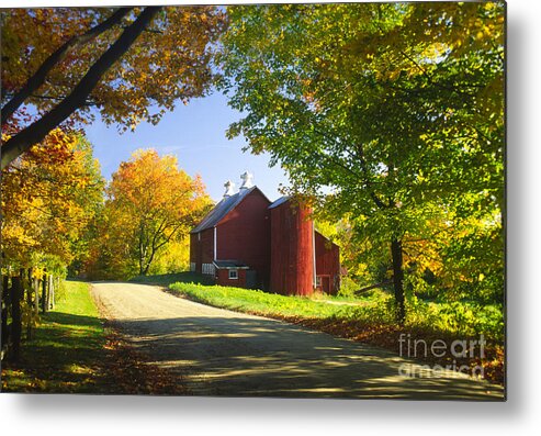 New England Metal Print featuring the photograph Country barn on an autumn afternoon. by Don Landwehrle