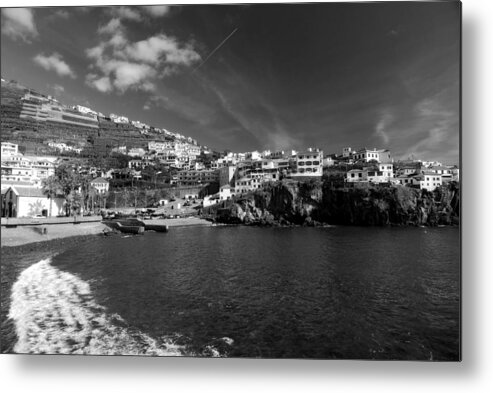Funchal Metal Print featuring the photograph Cove in black and white by Tracy Winter