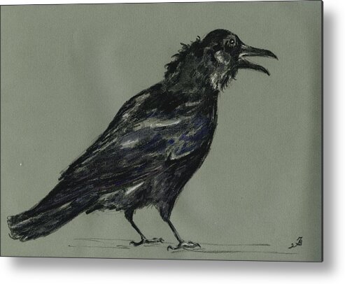 Crow Metal Print featuring the painting Crow by Juan Bosco