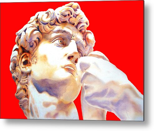 David Metal Print featuring the painting T H E . D A V I D . Michelangelo IN RED by J U A N - O A X A C A