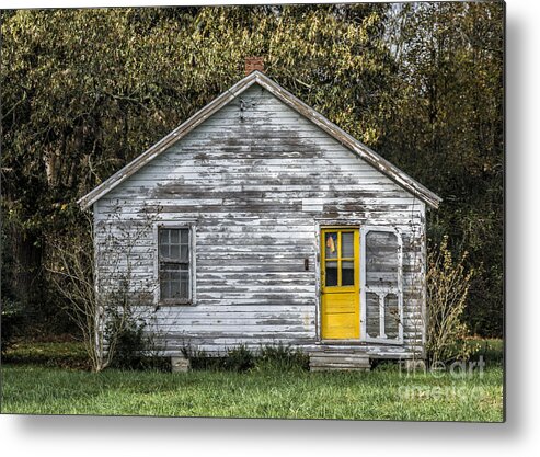 Defiant Metal Print featuring the photograph Defiant Yellow Door by Terry Rowe