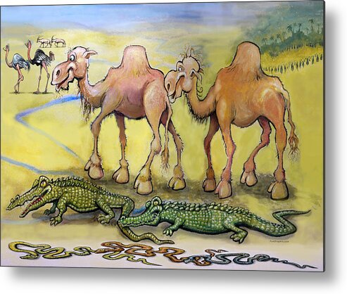 Camel Metal Print featuring the painting Desert Beasts by Kevin Middleton