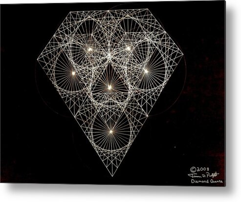 Fractal Metal Print featuring the drawing Diamond White and Black by Jason Padgett