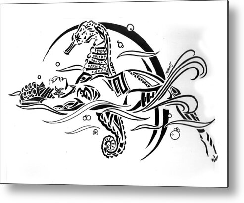 Seahorse Metal Print featuring the drawing Dreamscape by Terri Meredith